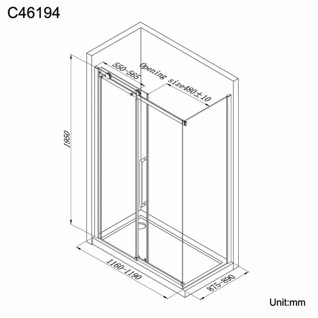 Oslo Matt Black Premium Easy Clean 8mm Sliding Shower Enclosure 1200x900mm