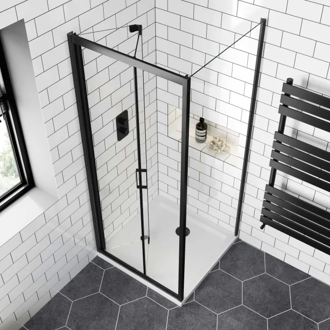 London Matt Black 6mm Bifold Shower Enclosure 700x700mm