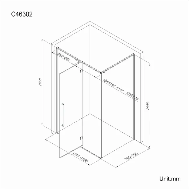 Helsinki Matt Black Premium Easy Clean 8mm Hinged Shower Enclosure 1100x800mm