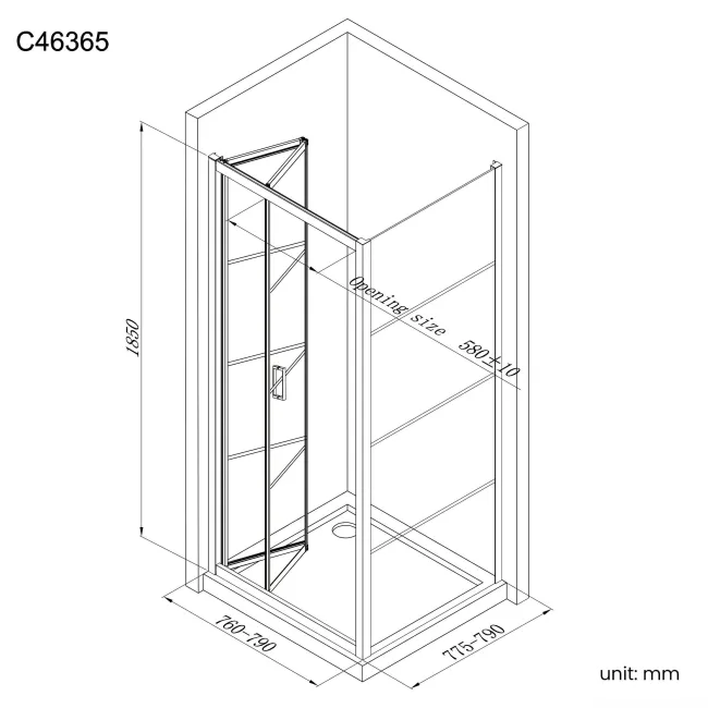 London Matt Black Grid 6mm Bifold Shower Enclosure 800x800mm