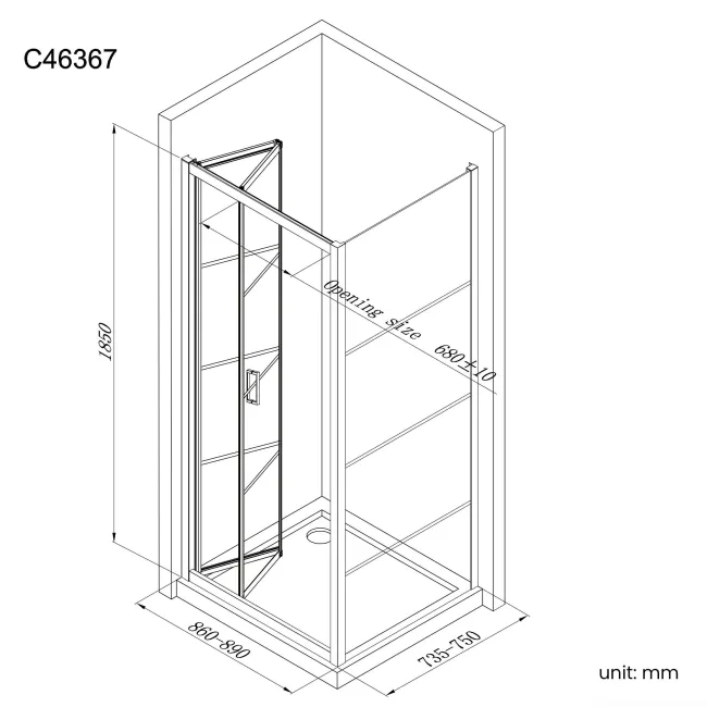 London Matt Black Grid 6mm Bifold Shower Enclosure 900x760mm