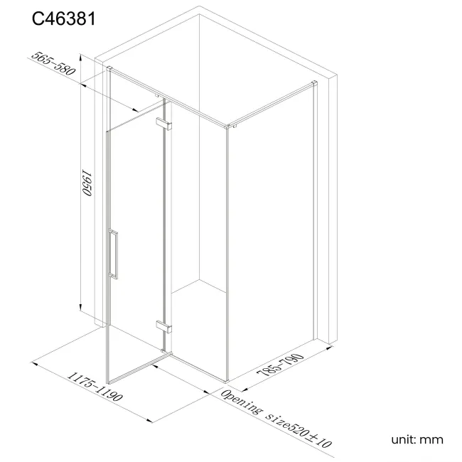 Helsinki Brushed Brass Premium Easy Clean 8mm Hinged Shower Enclosure 1200x800mm