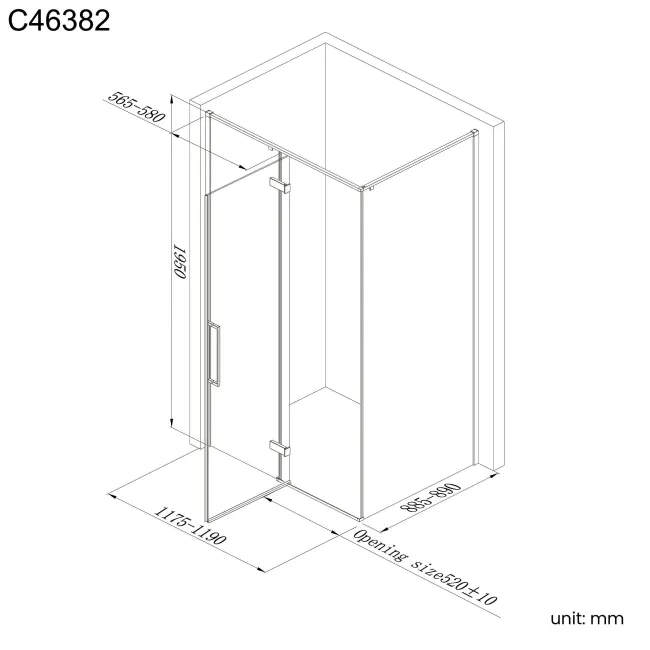 Helsinki Brushed Brass Premium Easy Clean 8mm Hinged Shower Enclosure 1200x900mm