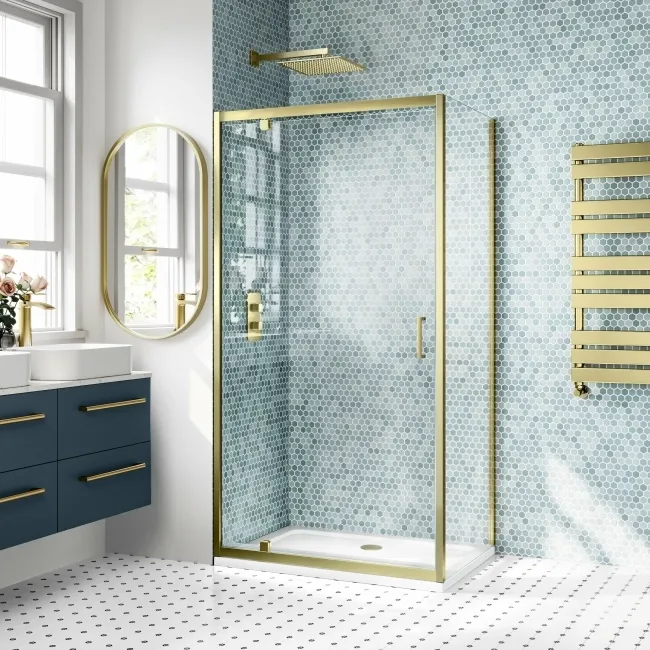 London Brushed Brass 6mm Pivot Shower Enclosure 1000x700mm