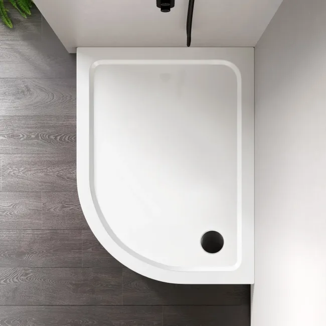 London Offset Quadrant Stone Shower Tray 1200x900mm - Right Handed & Riser Kit