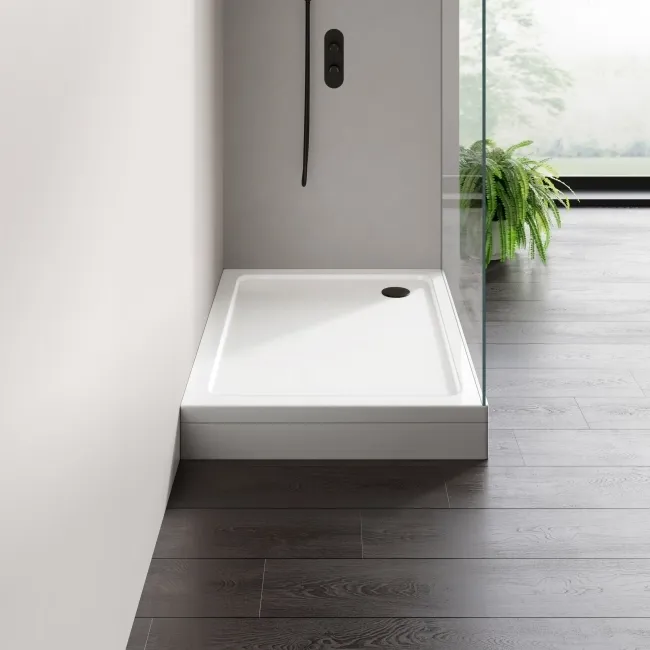 London Rectangular Stone Shower Tray 1100x760mm & Riser Kit