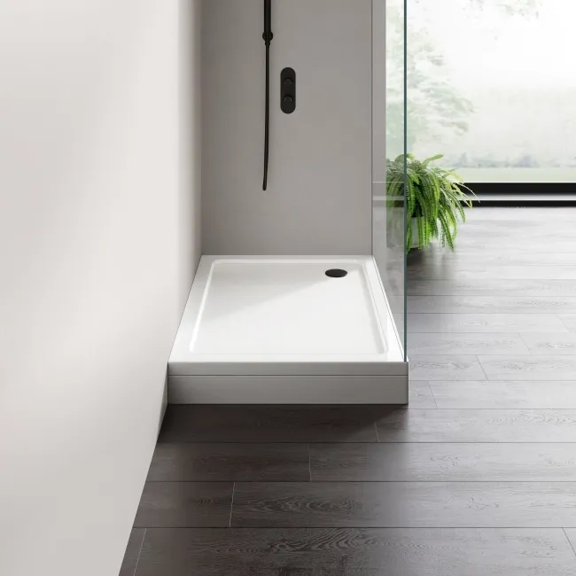 London Rectangular Stone Shower Tray 1100x760mm & Riser Kit