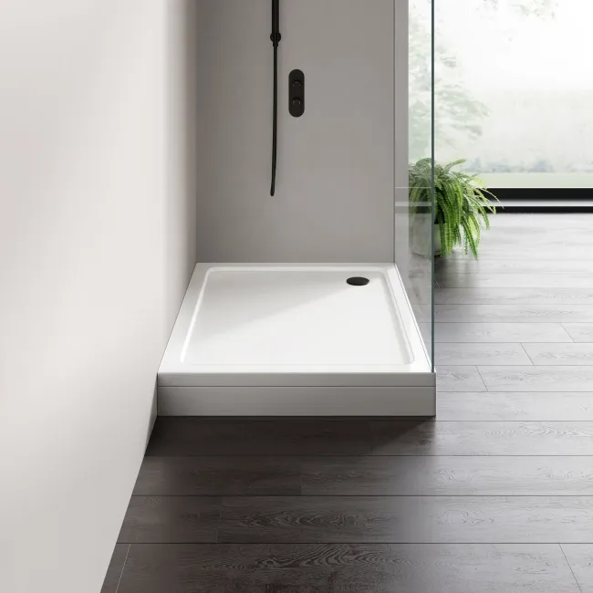 London Rectangular Stone Shower Tray 1100x900mm & Riser Kit