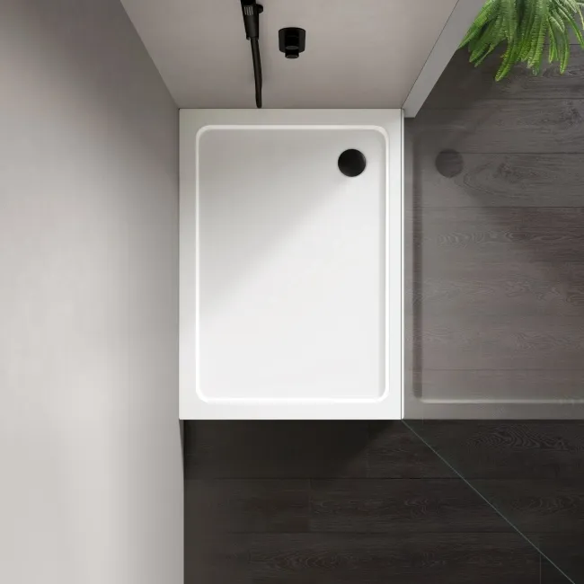 London Rectangular Stone Shower Tray 1200x700mm & Riser Kit