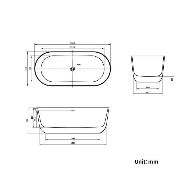 Finsbury 1500mm Freestanding Bath