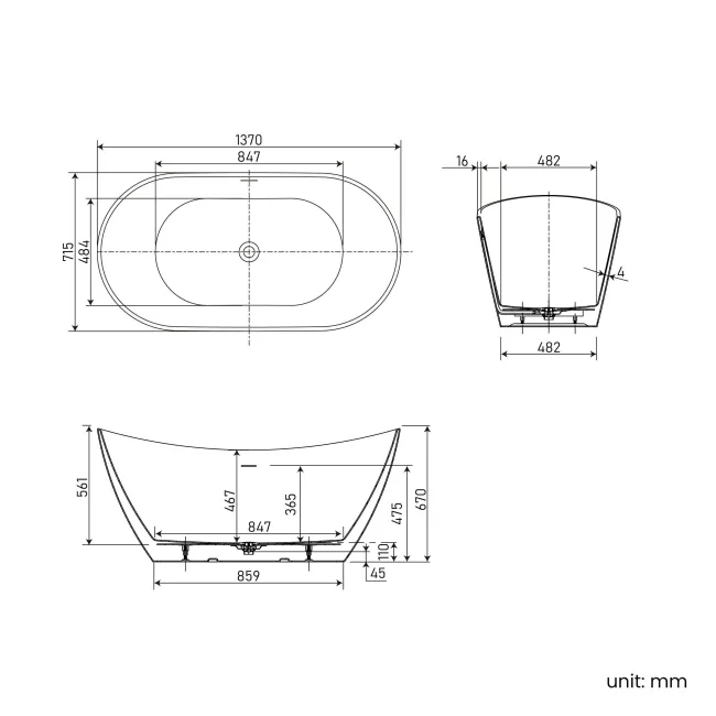 Kensington 1370mm Freestanding Slipper Bath