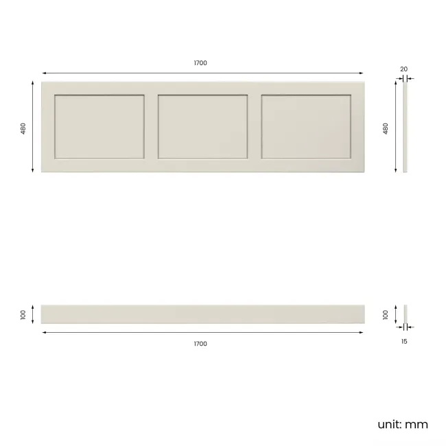 Traditional Linen White Wooden Bath Panel Pack 1700x680mm