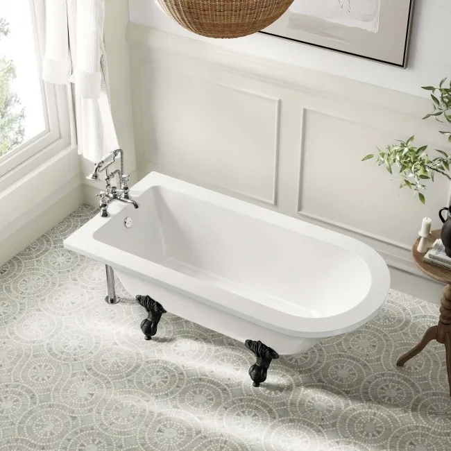 Abingdon 1500mm Single Ended Roll Top Bath - Black Ball Feet