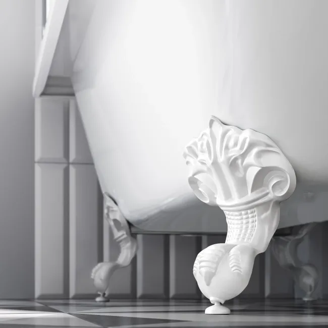 Abingdon 1500 Roll Top Shower Bath - White Ball Feet & 6mm Easy Clean Screen