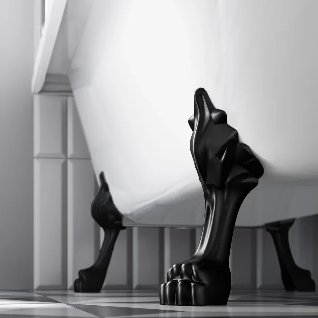 Abingdon 1500 Roll Top Shower Bath - Black Claw Feet & 6mm Easy Clean Matt Black Framed Screen