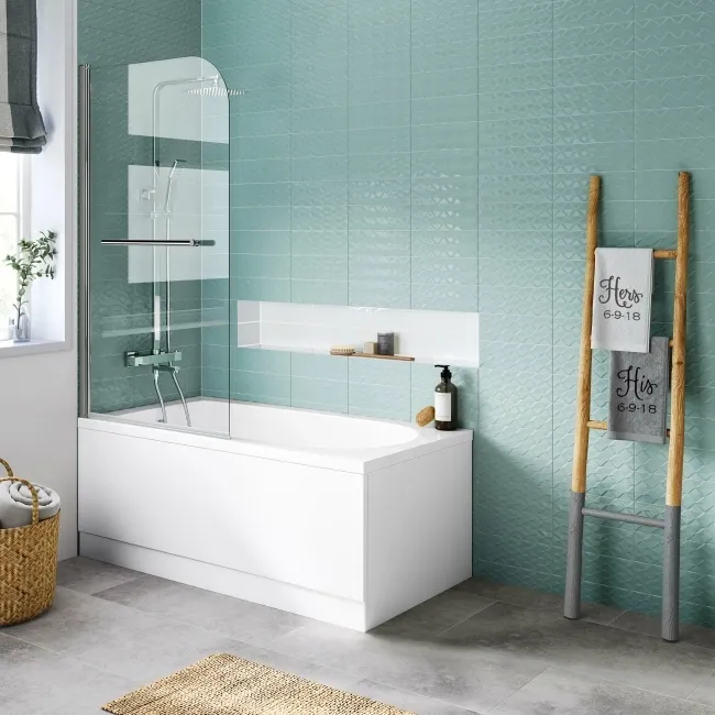 Stafford 1400x700 Shower Bath & 4mm Screen with Rail