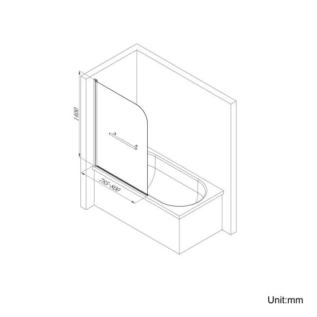 Stafford 1400x700 Shower Bath & 4mm Screen with Rail