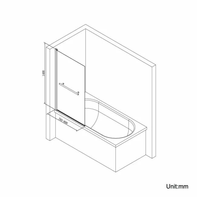 Stafford 1400x700 Shower Bath & 4mm Matt Black Screen with Rail