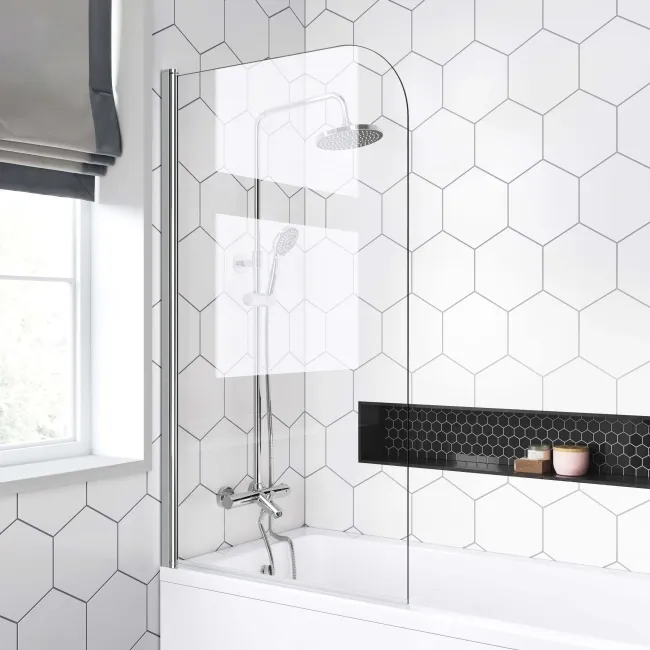 Stafford 1400x700 Round Shower Bath & 6mm Easy Clean Screen