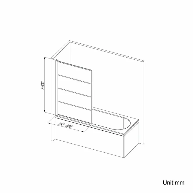 Oakham 1700 Space Saving Shower Bath & 6mm Easy Clean Matt Black Grid Bath Screen - Left Handed