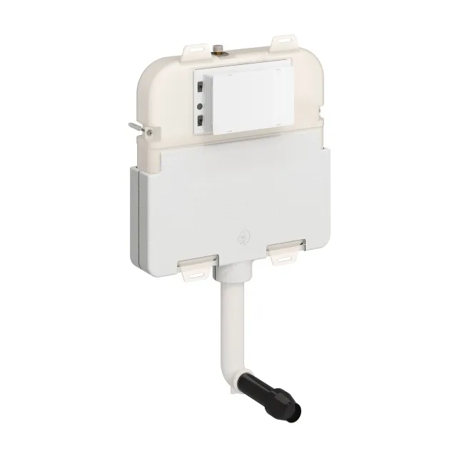 Idaho Pneumatic Concealed Cistern with Matt Black Flush Plate - Round Buttons