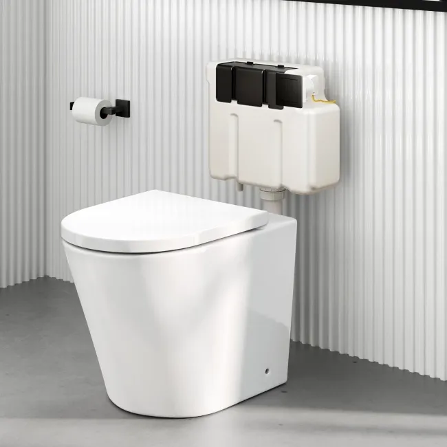 Detroit Cable Operated Concealed Cistern With Matt Black Square Push Button