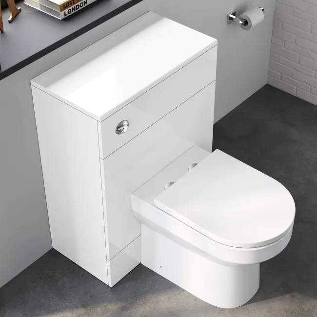 Harper Gloss White Back To Wall Unit and Miami Toilet