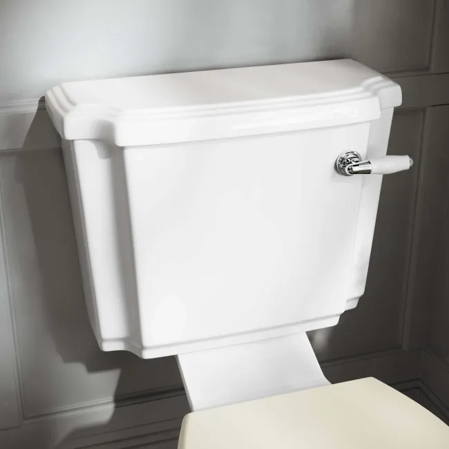 Hudson Traditional Close Coupled Toilet With Chalk White Wooden Seat