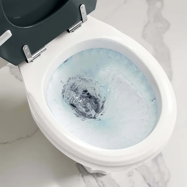 Hudson Traditional Close Coupled Toilet With Inky Blue Wooden Seat
