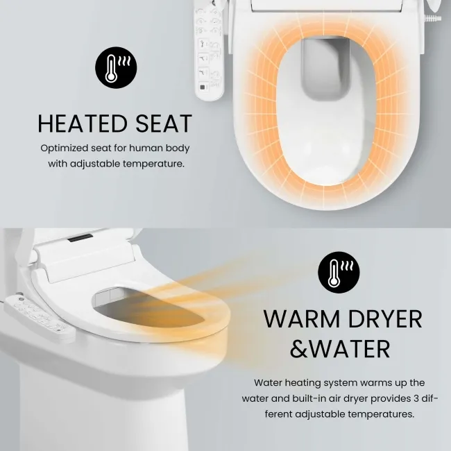 Denver Rimless Comfort Height Close Coupled Toilet With Smart Bidet Seat