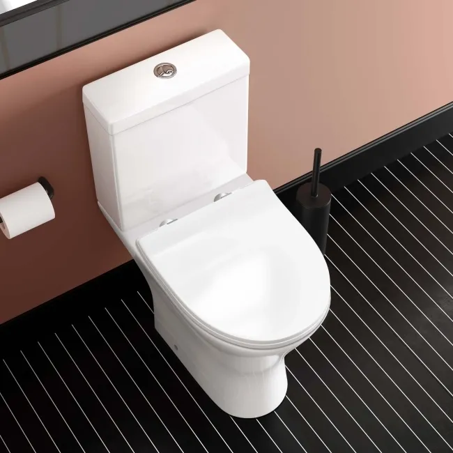 Orlando Rimless Comfort Height Close Coupled Toilet With Soft Close Slim Seat