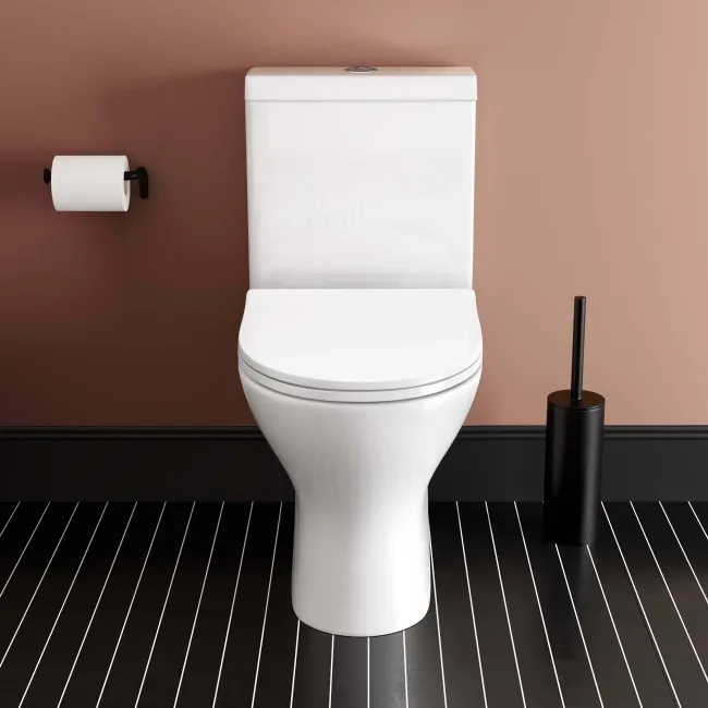 Orlando Rimless Fully Back to Wall Close Coupled Toilet With Soft Close Slim Seat