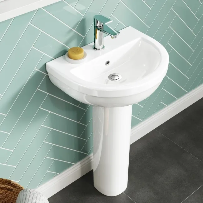 Denver Rimless Comfort Height Close Coupled Toilet & Pedestal Basin Set