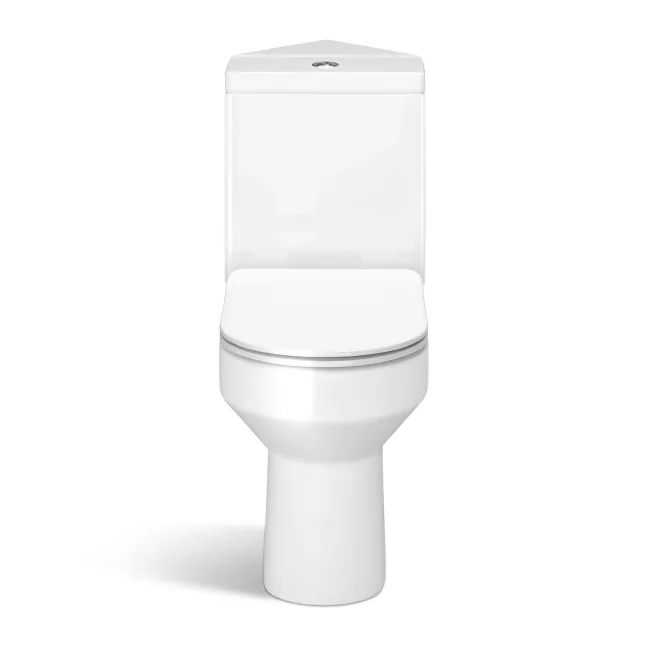 Denver Rimless Comfort Height Close Coupled Corner Toilet With Soft Close Slim Seat