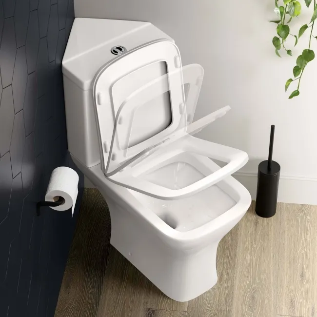 Atlanta Close Coupled Corner Toilet With Soft Close Slim Seat