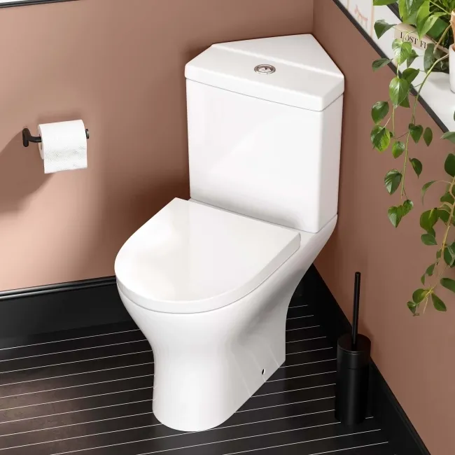 Orlando Rimless Close Coupled Corner Toilet With Soft Close Seat