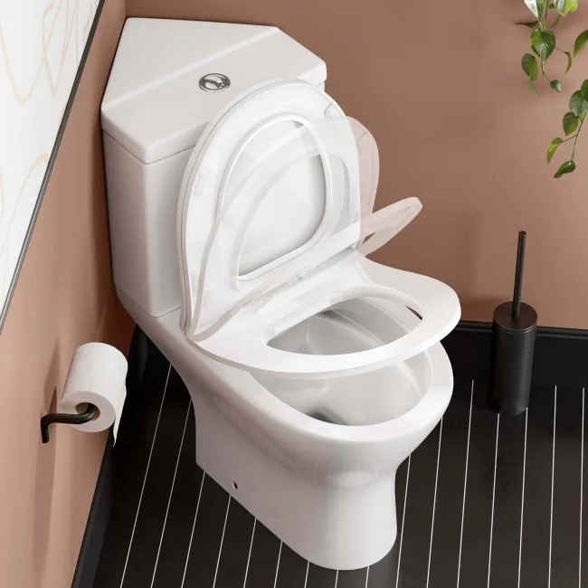 Orlando Rimless Close Coupled Corner Toilet With Soft Close Slim Seat