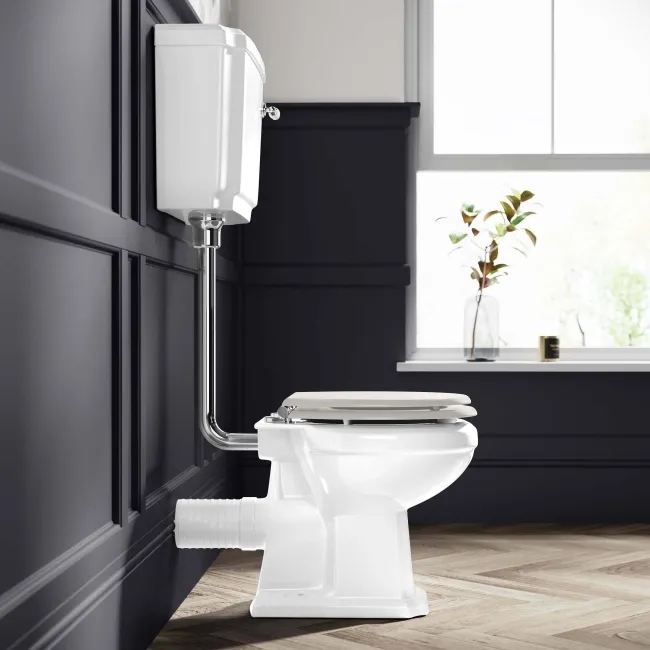 Hudson Traditional Toilet With Low-Level Cistern and Cotton White Wooden Seat