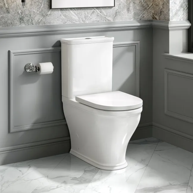 Kansas Traditional Rimless Close Coupled Toilet With Premium Soft Close Seat