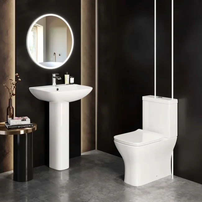 Atlanta Fully Back to Wall Close Coupled Toilet & Pedestal Basin Set