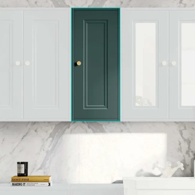 Midnight Green Wall Hung Cabinet 700x300mm - Brushed Brass Accents