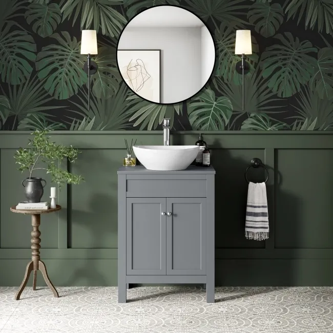 Bermuda Dove Grey Vanity With Oval Counter Top Basin 600mm