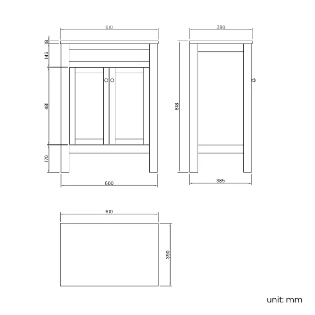 Bermuda Dove Grey Vanity With Oval Counter Top Basin 600mm