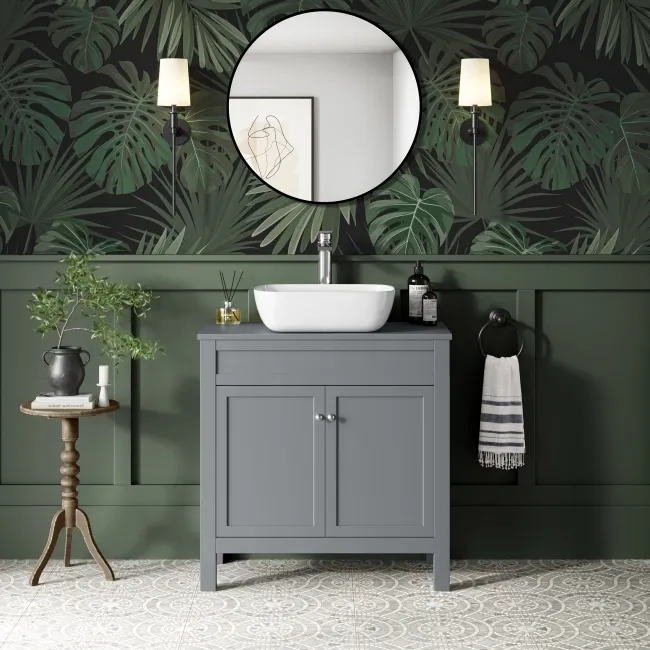 Bermuda Dove Grey Vanity With Curved Counter Top Basin 800mm
