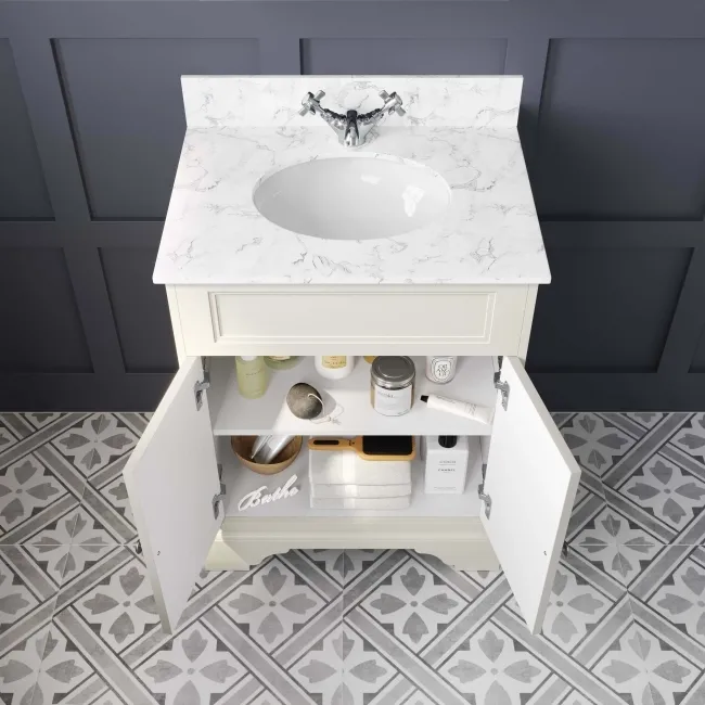 Lucia Chalk White Vanity with Marble Top & Undermount Basin 630mm