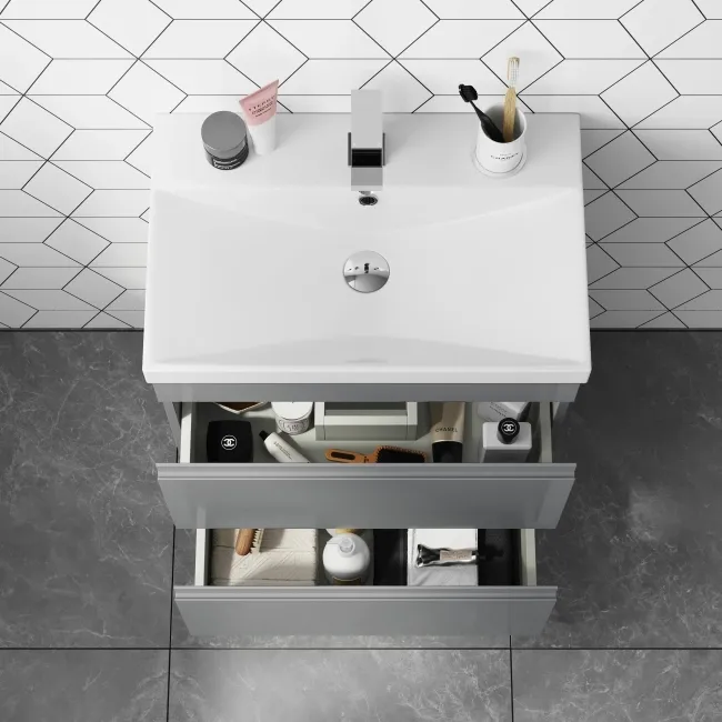 Trent Stone Grey Basin Drawer Vanity 600mm