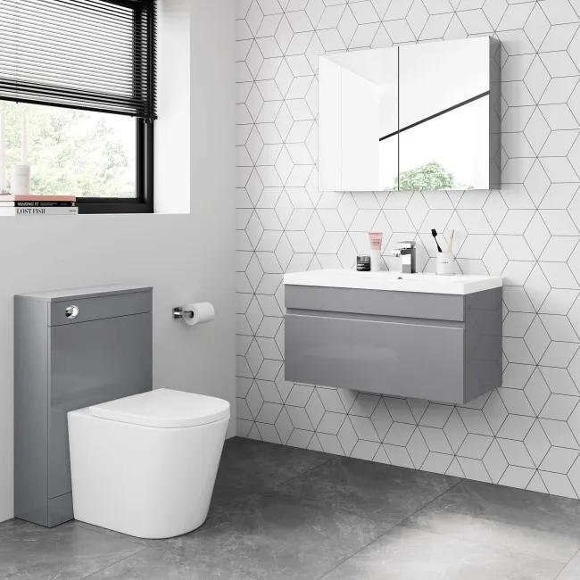 Trent Stone Grey Wall Hung Basin Drawer Vanity 800mm