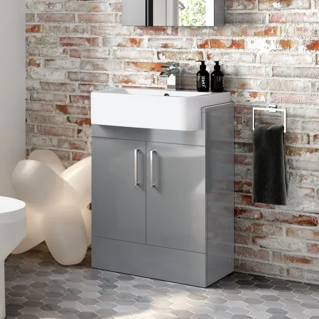 Harper Stone Grey Vanity with Semi Recessed Basin 600mm