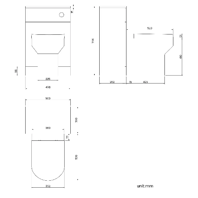 Quartz Stone Grey Back To Wall Unit and Denver Toilet