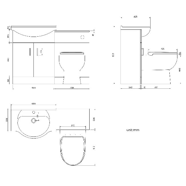 Quartz Stone Grey Combination Vanity Basin and Seattle Toilet 1150mm